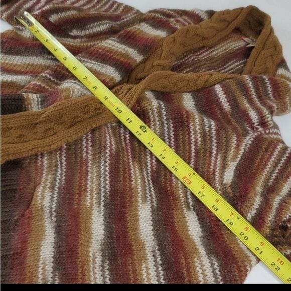 PERU PERUVIAN BEYOND THREADS OPEN TAN BROWN SUPER SOFT CARDI CARDIGAN SWEATER - Picture 2 of 7